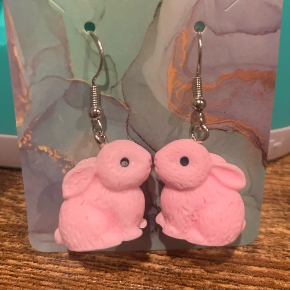 Pink Bunny Earrings - Picture 1 of 1